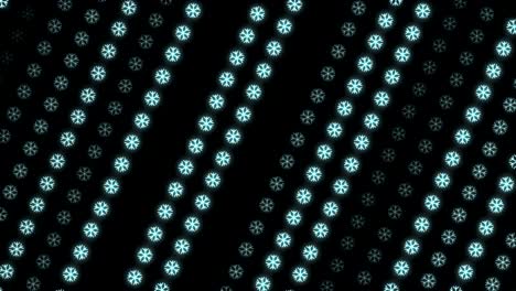seamless pattern of light blue snowflakes on black background