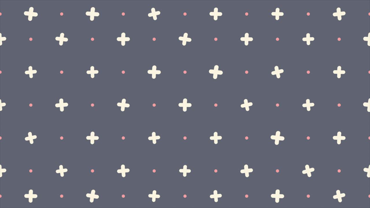 Abstract Pattern of Rotating White Crosses and Pink Dots