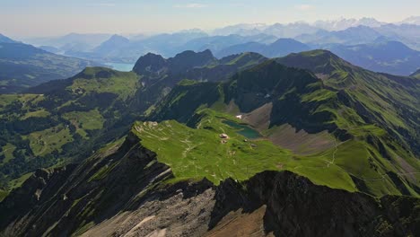 aerial of beautiful terrain of brienzer rothorn mountain of emmental alps, switzerland