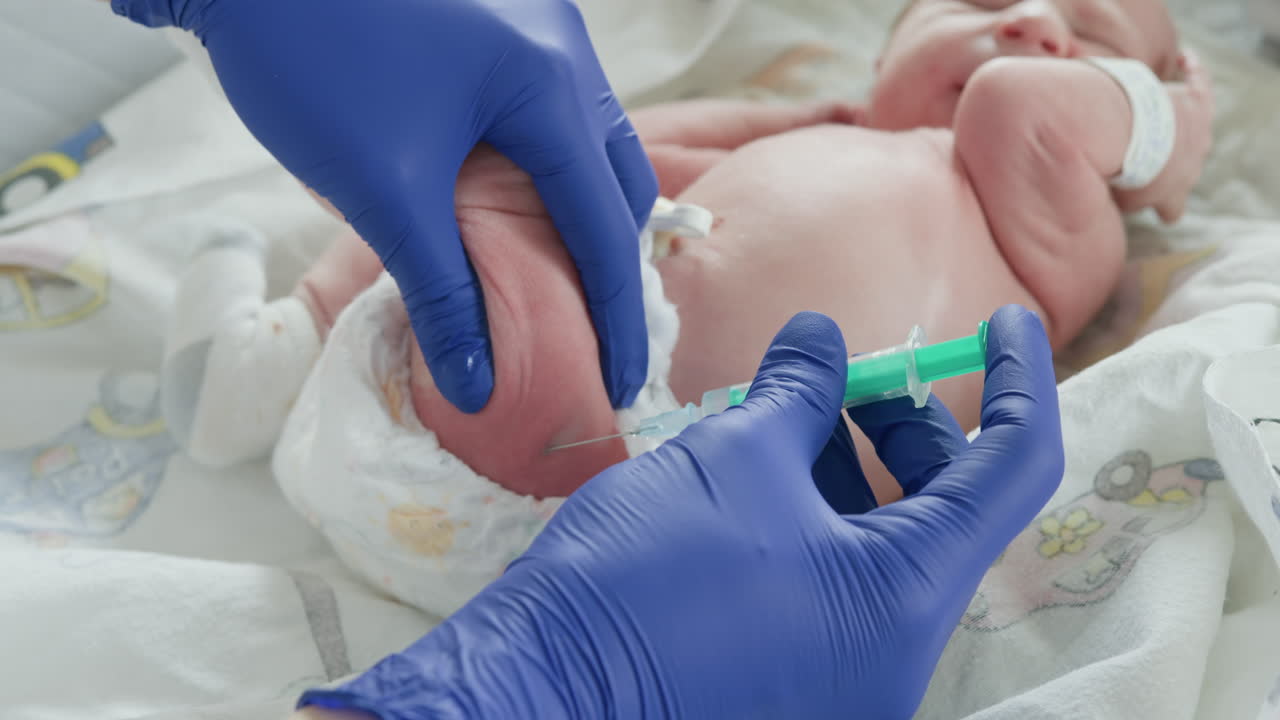 procedimiento médico en un recién nacido