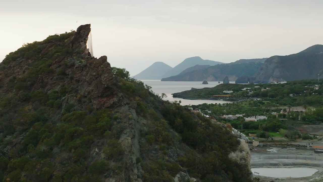 Stunning Aerial View of Volcanic Island Coastline