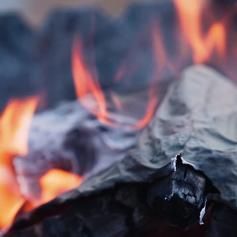 flame when burning the paper in the bonfire