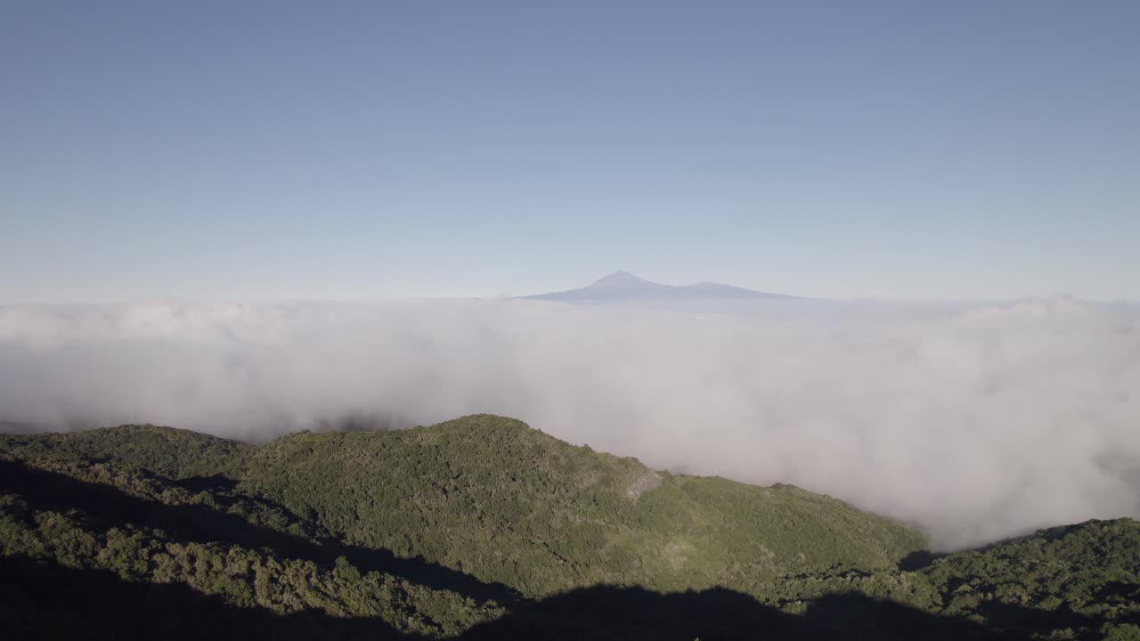 El Teide distant view from Alto de Garajonay on the island of La Gomera