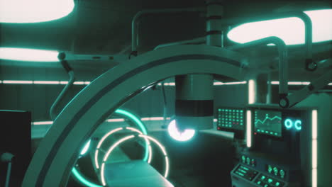 futuristic operating room with green lights