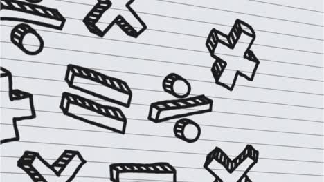 Mathematical symbols against white lined paper