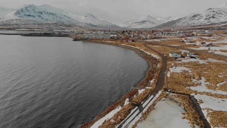 winter fjord village in iceland