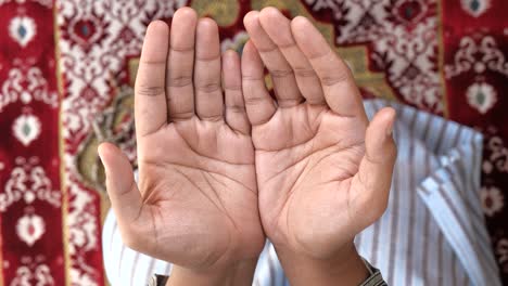 hands in prayer position on prayer rug