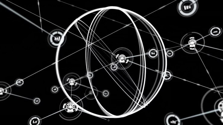 Animation of network of connections over globe spinning