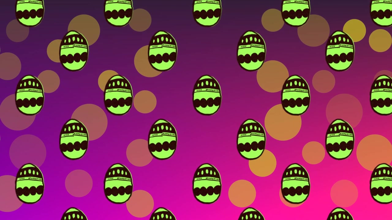 Animation of easter eggs on purple background
