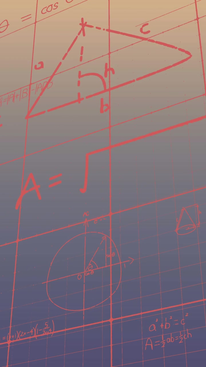 Animation of mathematical data processing with grid on grey background