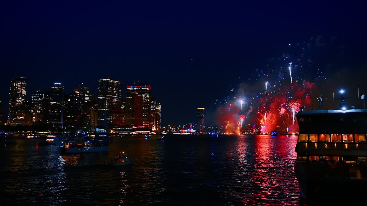 The fireworks in the New York City on 4th of July independence day