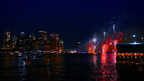 the fireworks in the new york city on 4th of july independence day