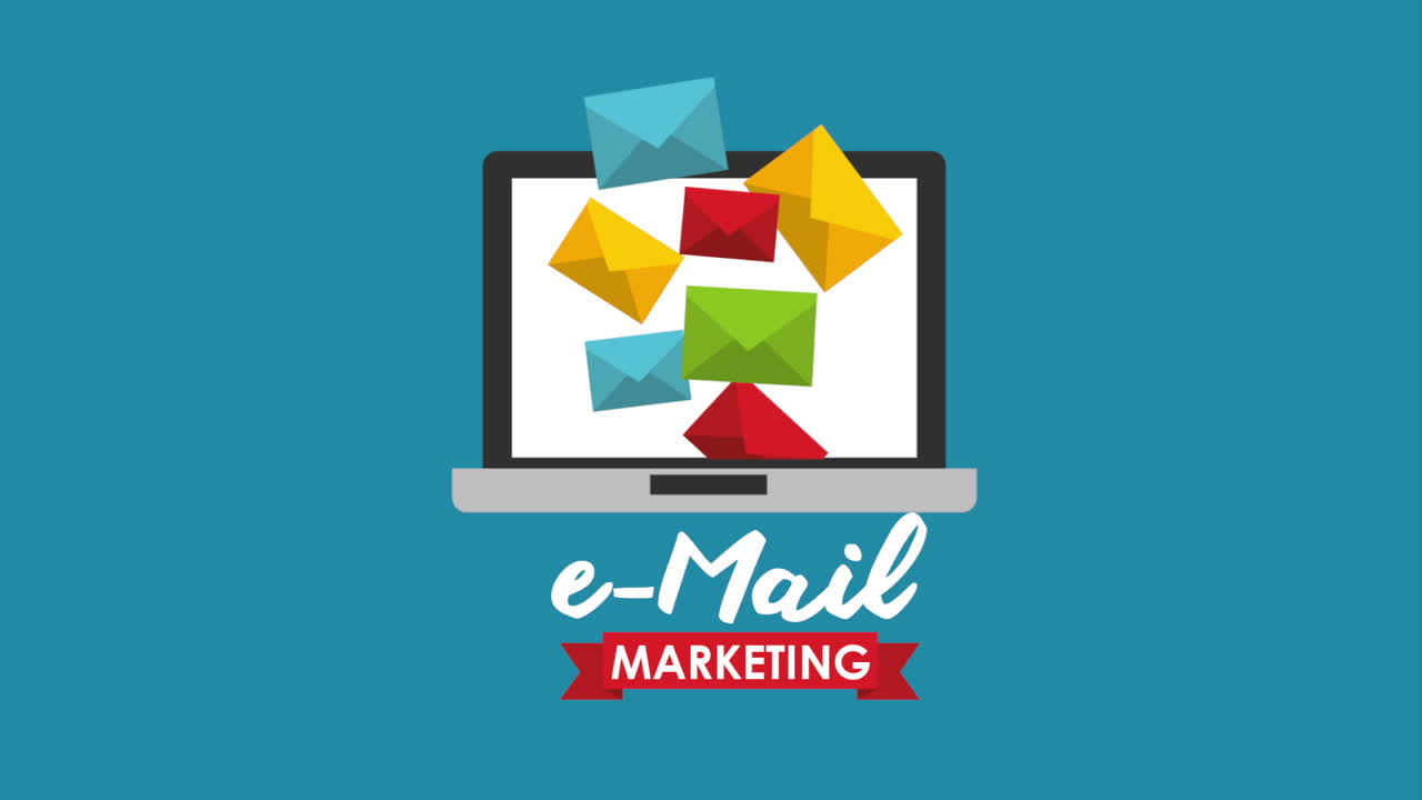 email social media marketing con animazione per laptop