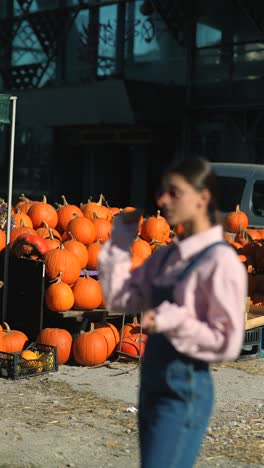 pumpkins on display at an outdoor market