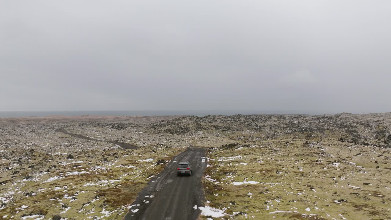 following a car to the Djúpalónssandur beach, first part, Iceland