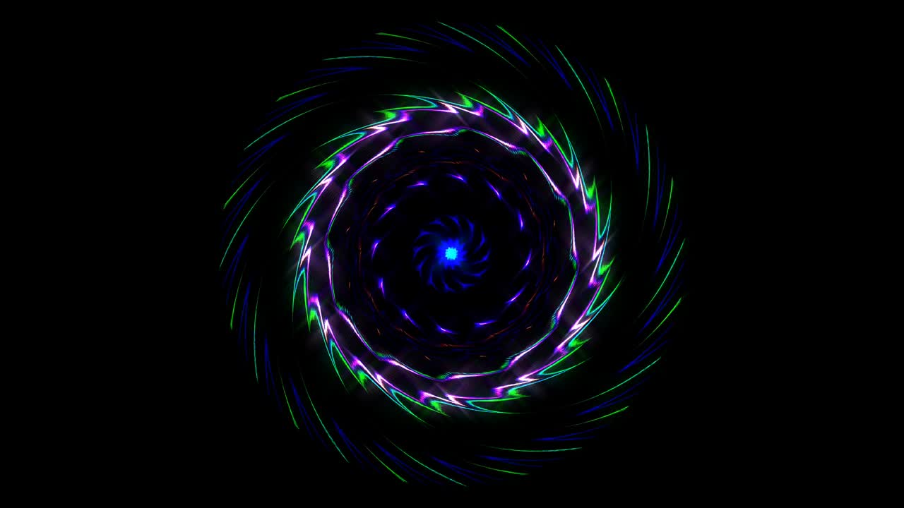 forma de círculo de puntos movimiento de onda, colorido, sobre fondo negro