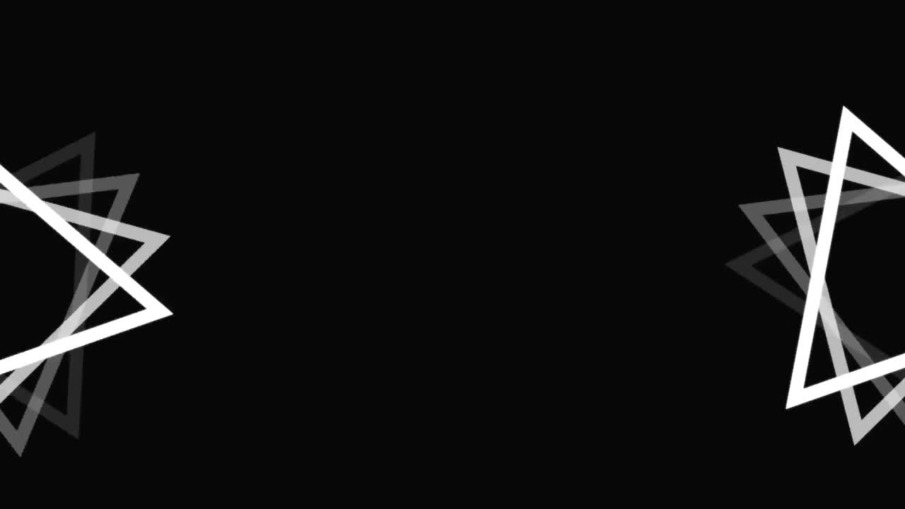 animación de triángulos blancos girando con espacio de copia en fondo negro