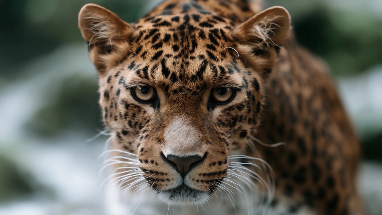 Doğal ortamında görkemli bir leoparın güzel postunu ve keskin bakışlarını gözler önüne seren yakın çekim bir an.
