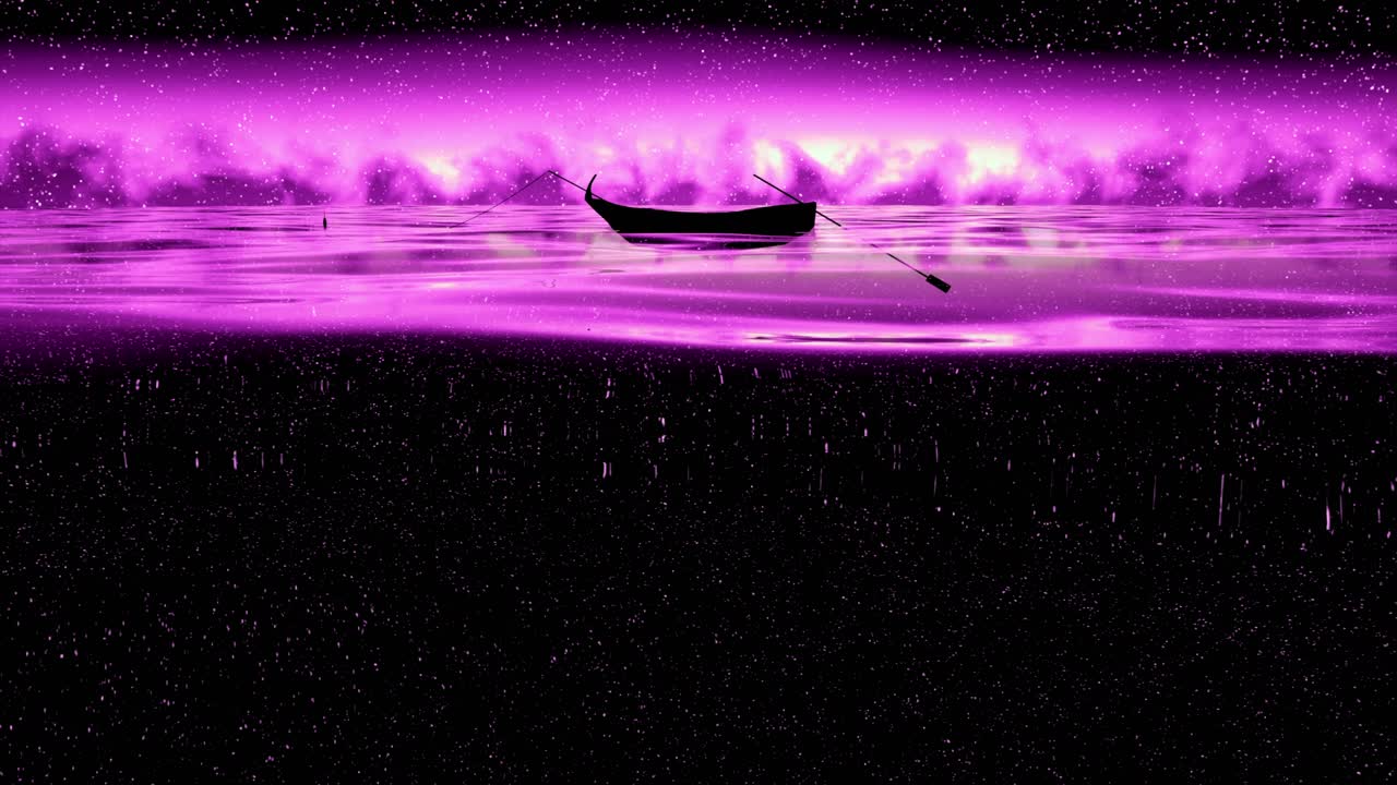 A Boat in a Purple Night Sky