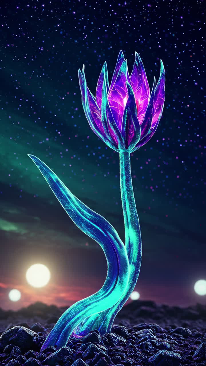 Glowing Cosmic Tulip in the Night Sky