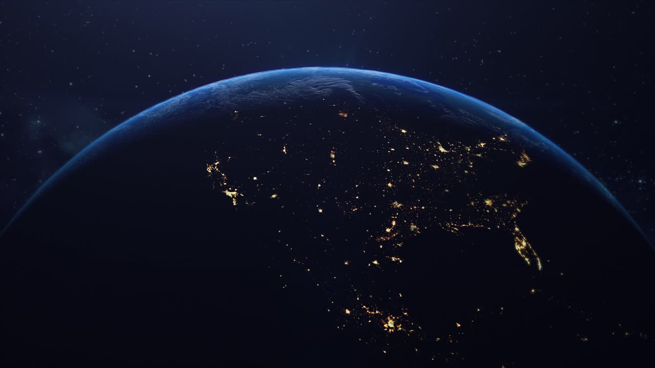 미국을 중심으로 우주에서 지구의 위쪽 전망