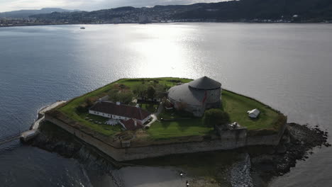 the old castle munkholmen located on the island near the norwegian city trondheim - aerial drone shot