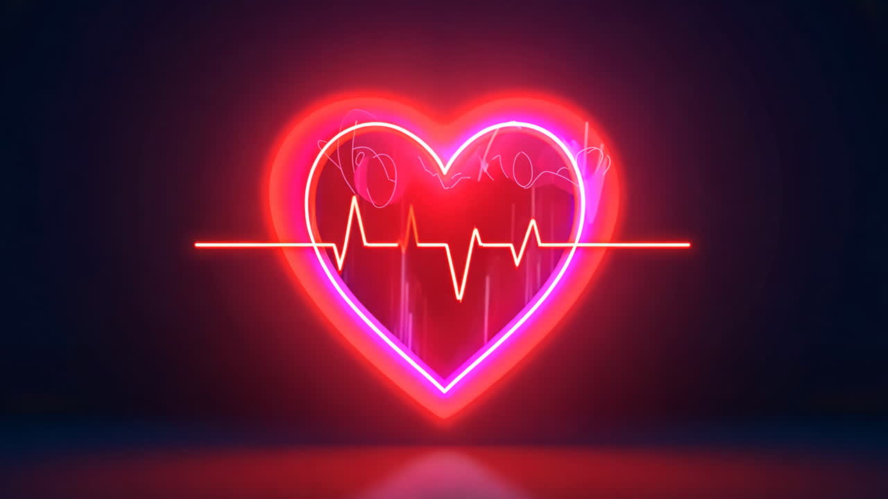 A heart with a red line going through it. The heart is surrounded by a black background