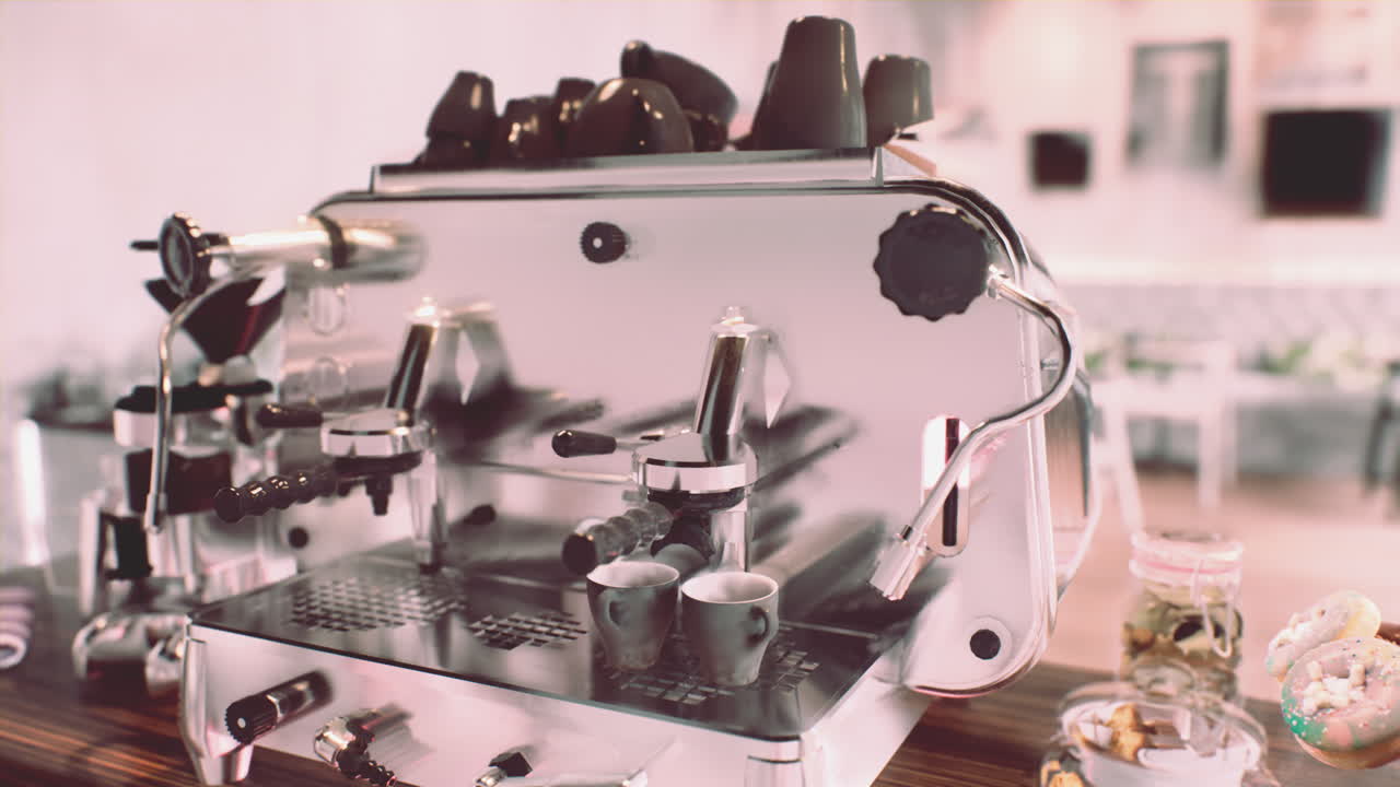 primo piano delle macchine da caffè che funzionano automaticamente