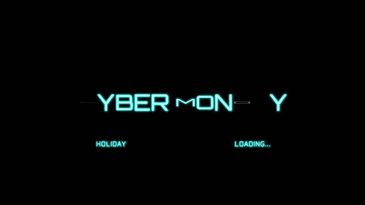 Cyber Monday on computer screen with HUD elements and shapes