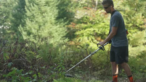 landscaper working in slow motion