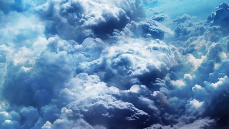 Fliegen-Durch-Einen-Wolkentunnel-Aus-Weißen-Und-Blauen-Gewitterwolken---Tolles-Intro-Oder-Titelsequenz,-Filmischer-Animationshintergrund-In-4k