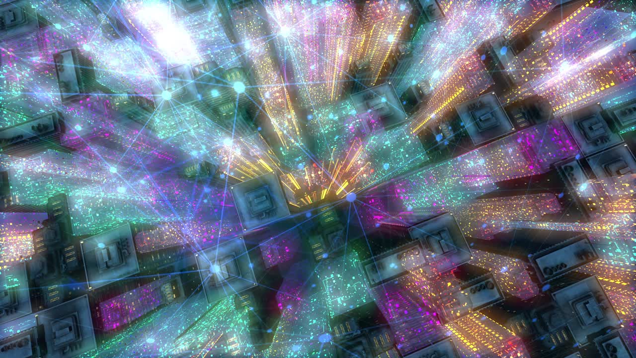 future smart city cyber space buildings landscape animation