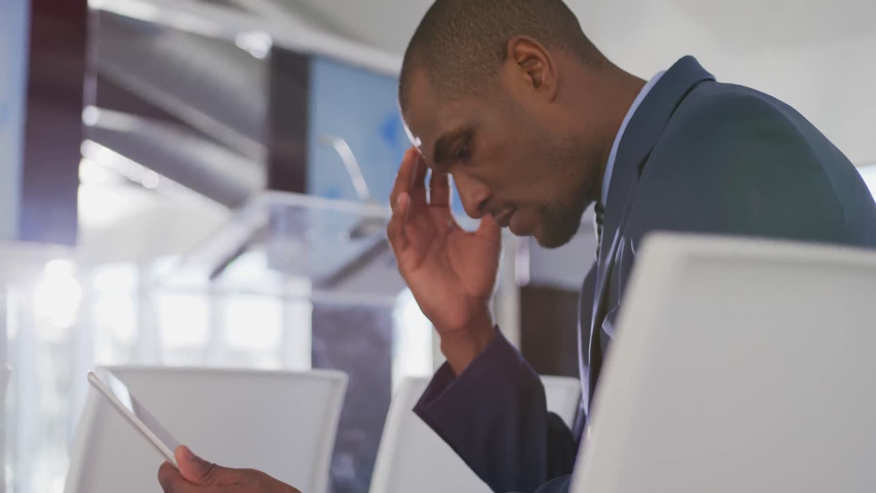Male speaker practicing his speech at a business conference