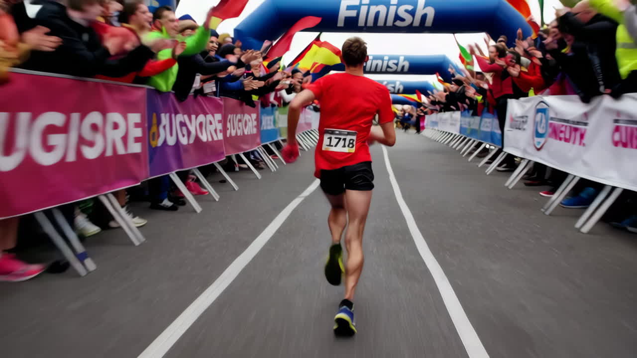 Marathon Runner Crossing the Finish Line