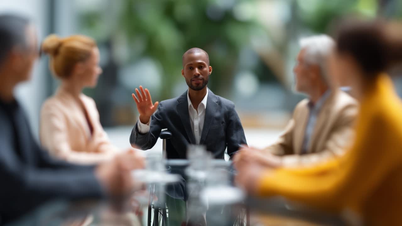 Professionell diskussion i en modern kontorsmiljö, som belyser olika perspektiv och effektiv kommunikation mellan kollegor i en samarbetsmiljö.