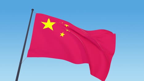 chinese flag video. 3d flag of china loop footage at day light