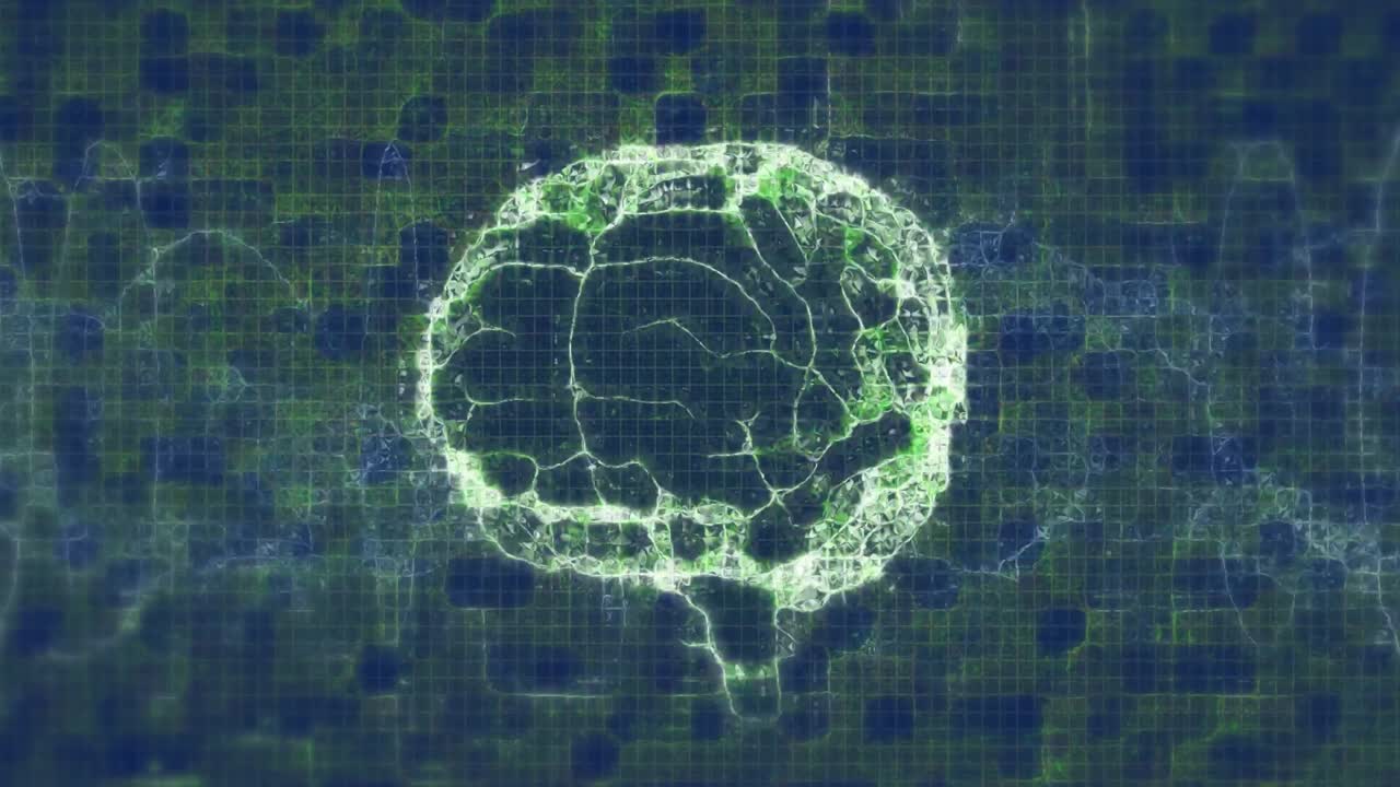 Animation of human brain spinning over dna strand in background