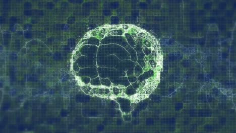 animación del cerebro humano girando sobre la cadena de adn en el fondo.