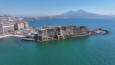 dell ovo castle at naples in campania italy. downtown cityscape. gulf of naples landscape. dell ovo castle at naples in campania italy. medieval castle. skyline medieval building. italy landscape.