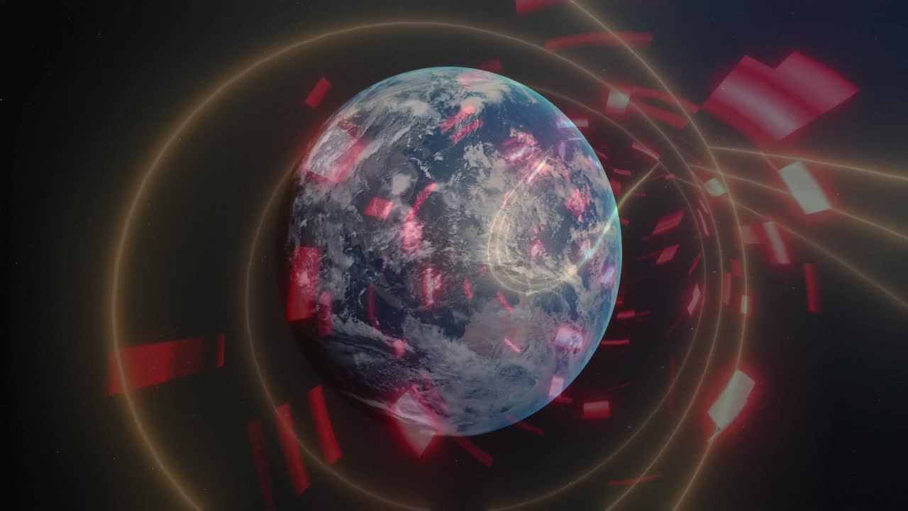 светящийся туннель движется на земном шаре на черном фоне