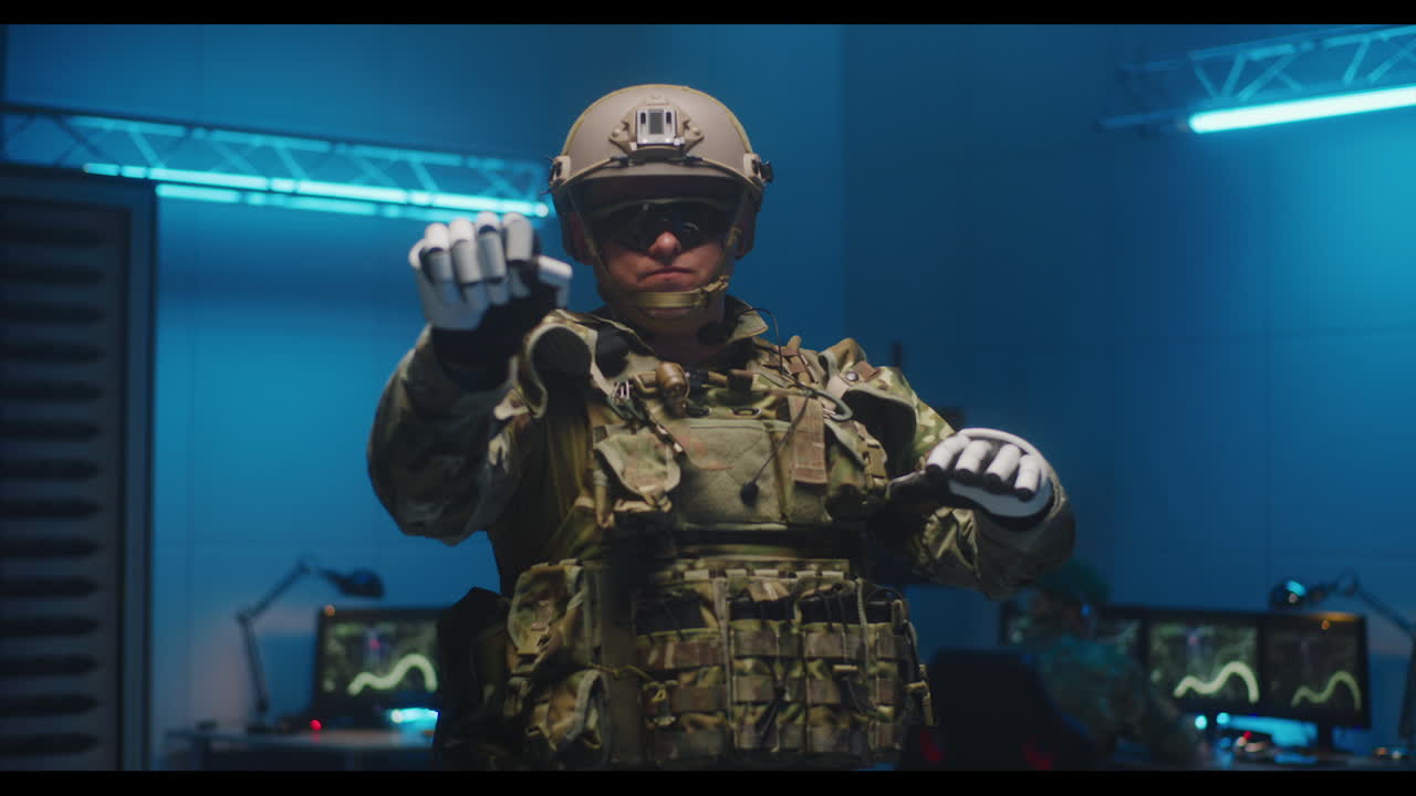 soldado en entrenamiento de vr