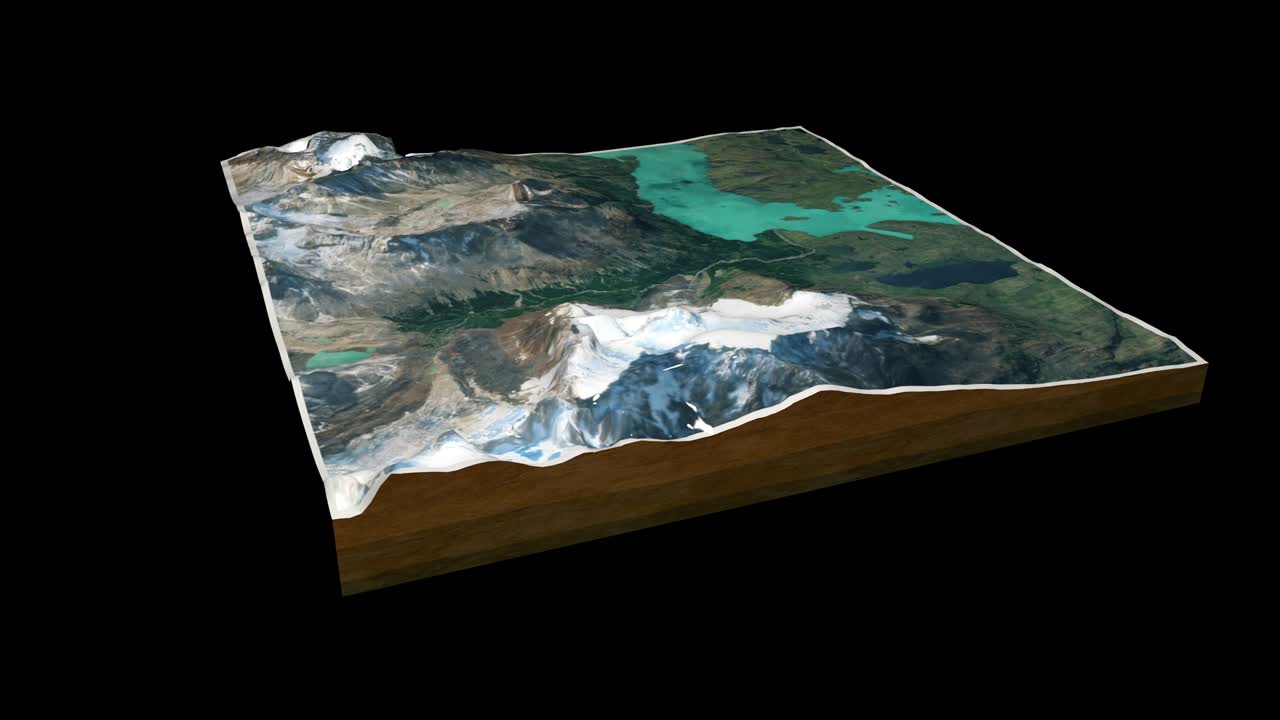 mapa de la cordillera del paine 3d render animación de bucle de 360 grados el mapa de la cordillera del paine 3d