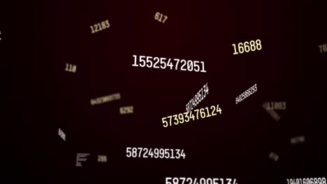 digital animation of changing numbers and data processing against brown background