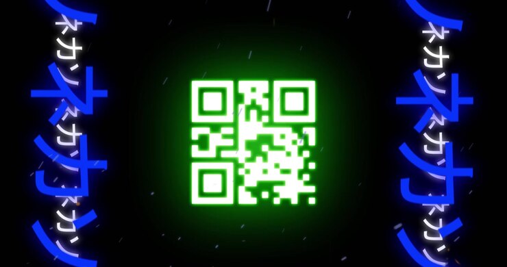 Animation of neon qr code over neon qr code