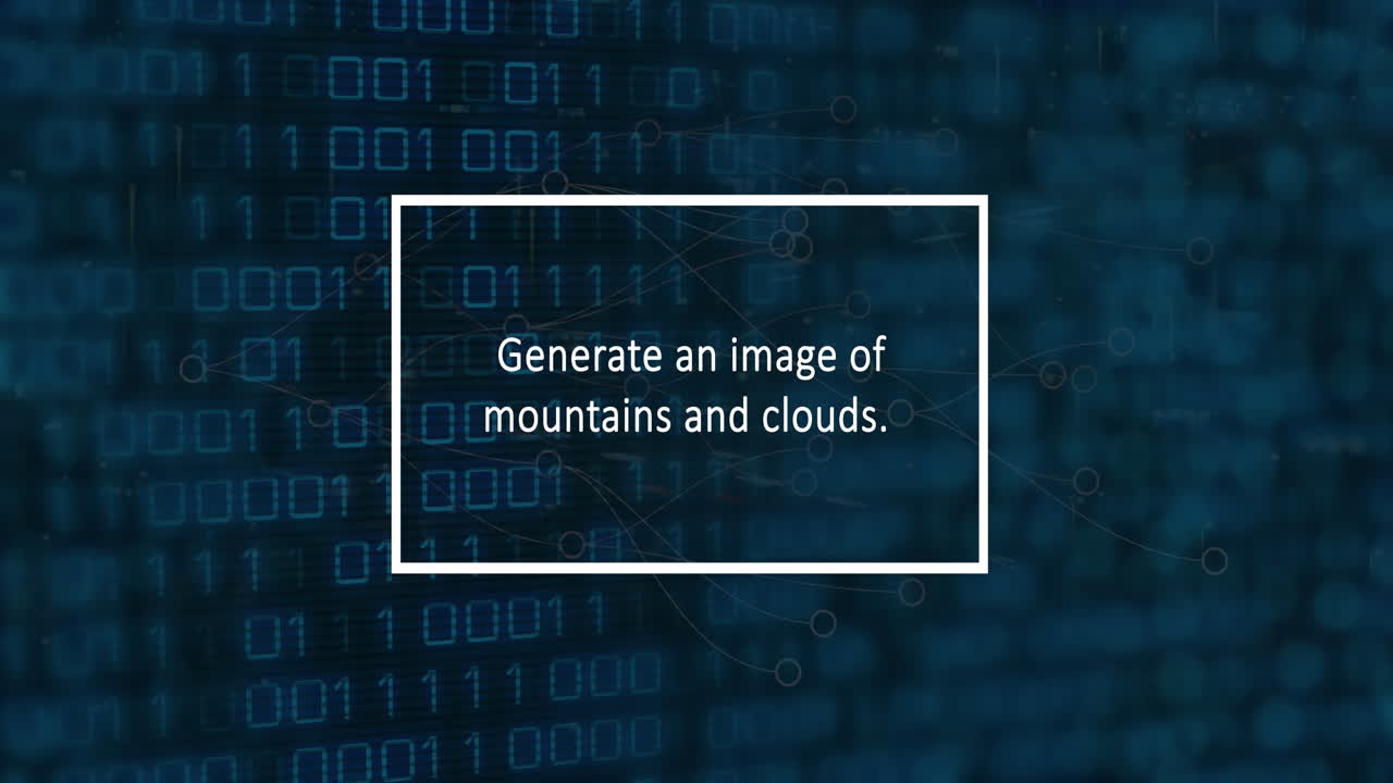 animación de texto ai, procesamiento de datos y codificación binaria.