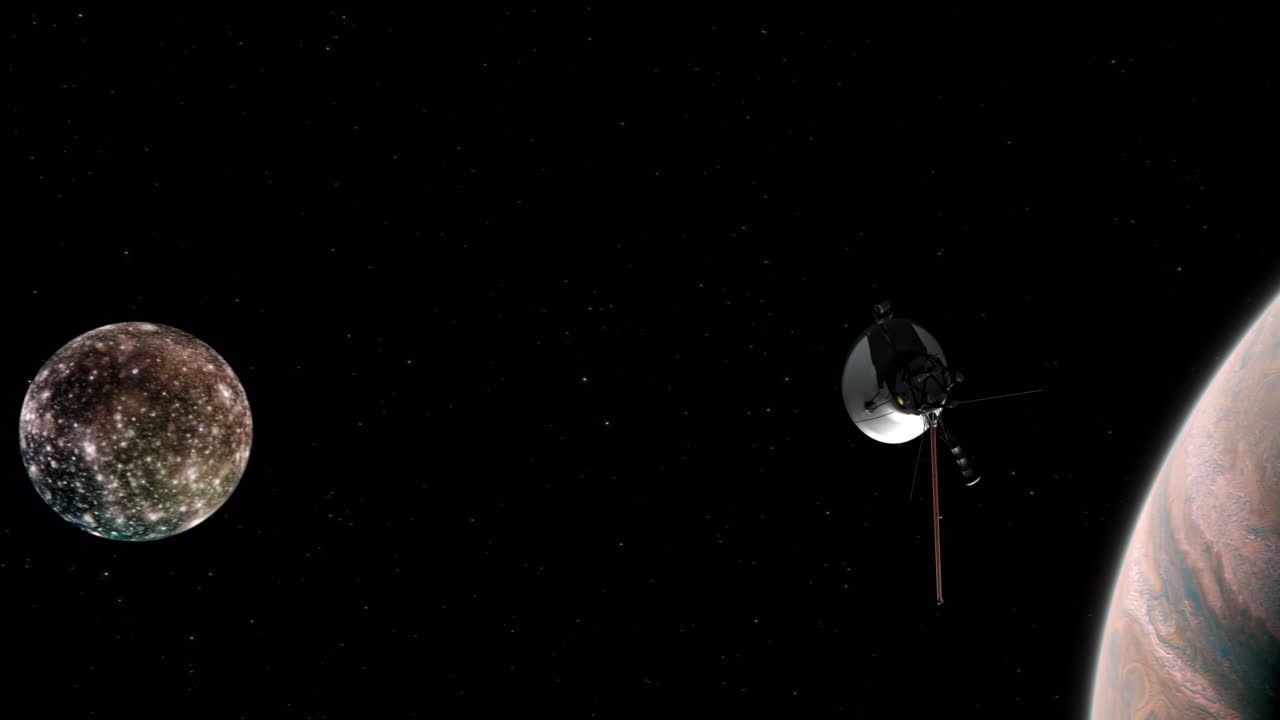 Voyager Space Probe Flyby of Jupiter's Moon Callisto