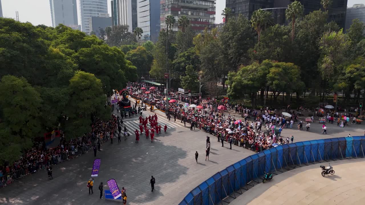 Aerial View of a Parade in Mexico City