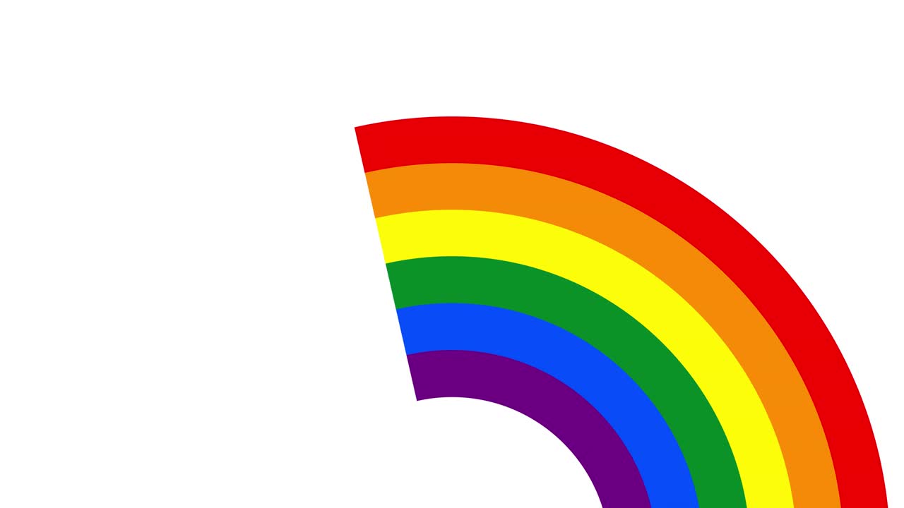 animación de bandera arco iris en fondo transparente con canal alfa.