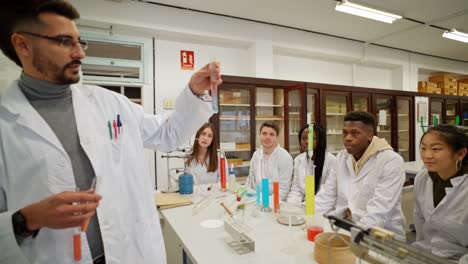 students in a science lab with teacher