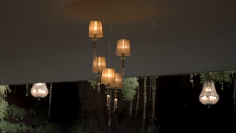 warm glowing pendant lights in a modern arrangement, adding a sophisticated ambiance to the space